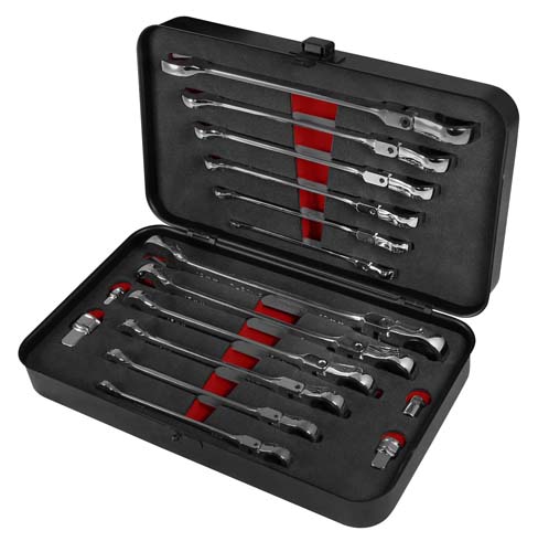 7Industries Steekringratelsleutelset met flex kop en 72 tands ratel 16 delig | Mtools