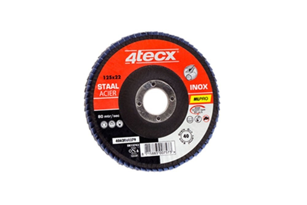 4tecx Vlaklamellenschijf Mega-Line pro 125 x 22 mm R828 korrel 80 | Mtools