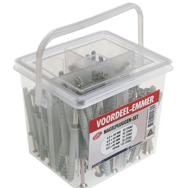 EMMER NAGELPLUGGEN SET GRIJS 135 ST. | Mtools