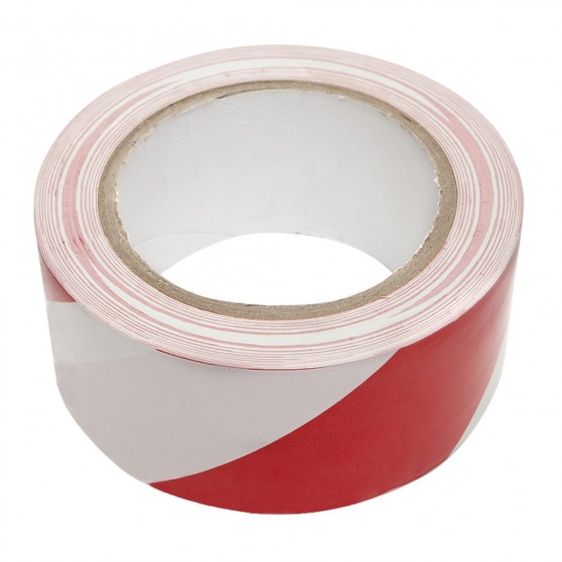 PVC VLOERMARKERINGSTAPE RD/WIT 33 M 50 MM | Mtools
