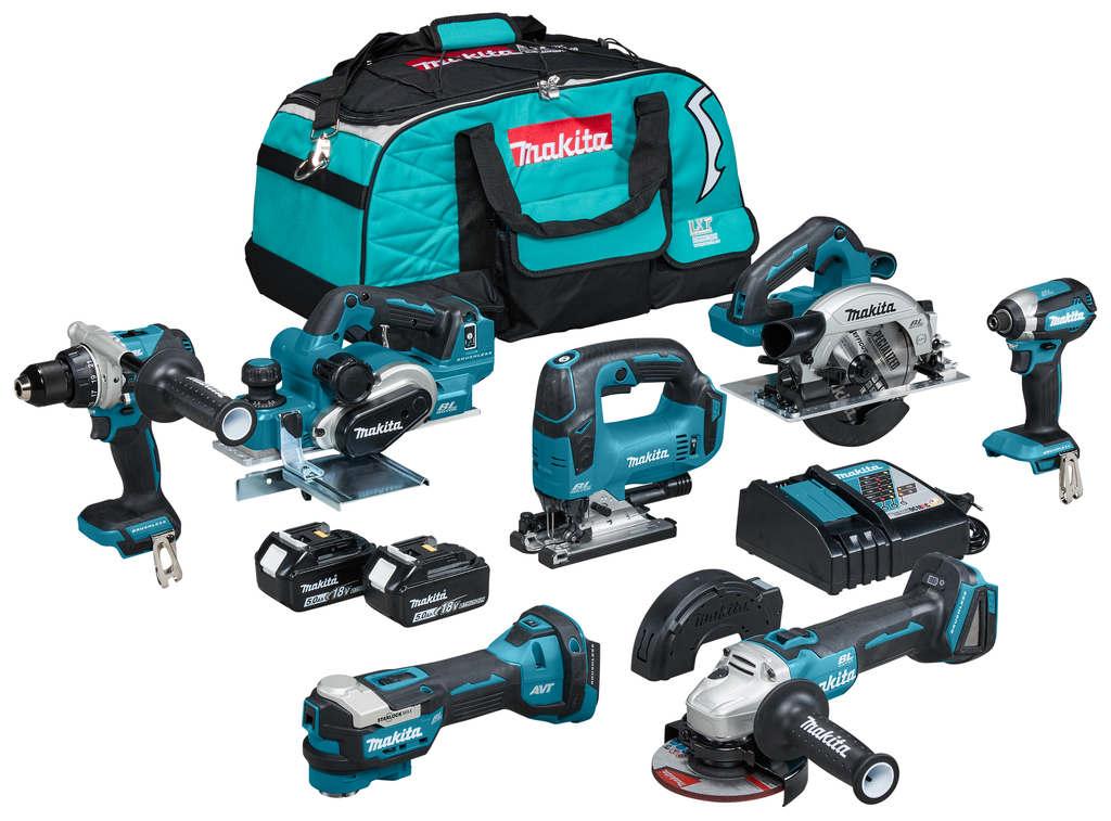 Makita DLX7019TX1 18 V Combiset voor (slag)schroeven, boren, slijpen, schaven en zagen en met multitool | Mtools met grote korting