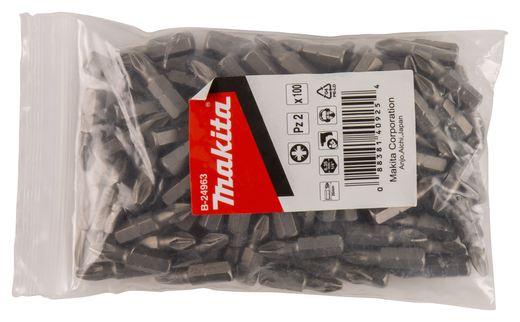 Makita B-24963 Schroefbit PZ2x25mm navul 100 stuks | Mtools