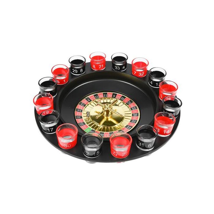 Benson Drankspel Roulette Shots: 16 Glazen, Draaibaar Wiel, Ultiem Feestplezier!