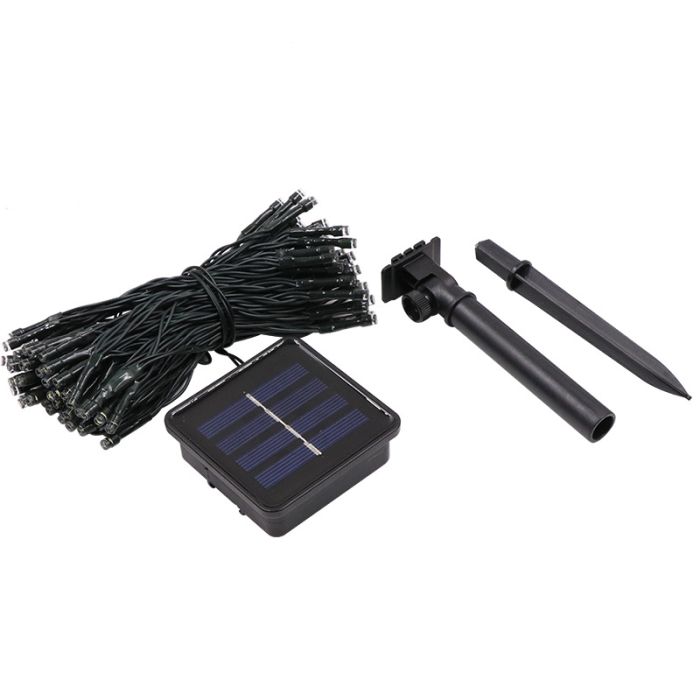 Benson LED Lichtsnoer met Zonne-energie - Dag en Nacht Sensor - Warm Wit 3000K - 12 Meter - 100 LED's - Waterdicht IP44