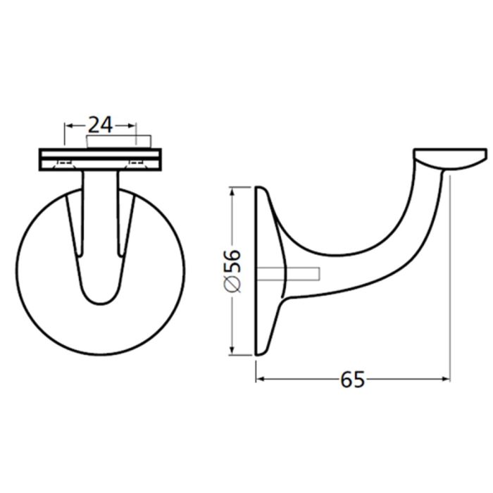 Leuninghouder 65 vlak m8 wit 3503-79