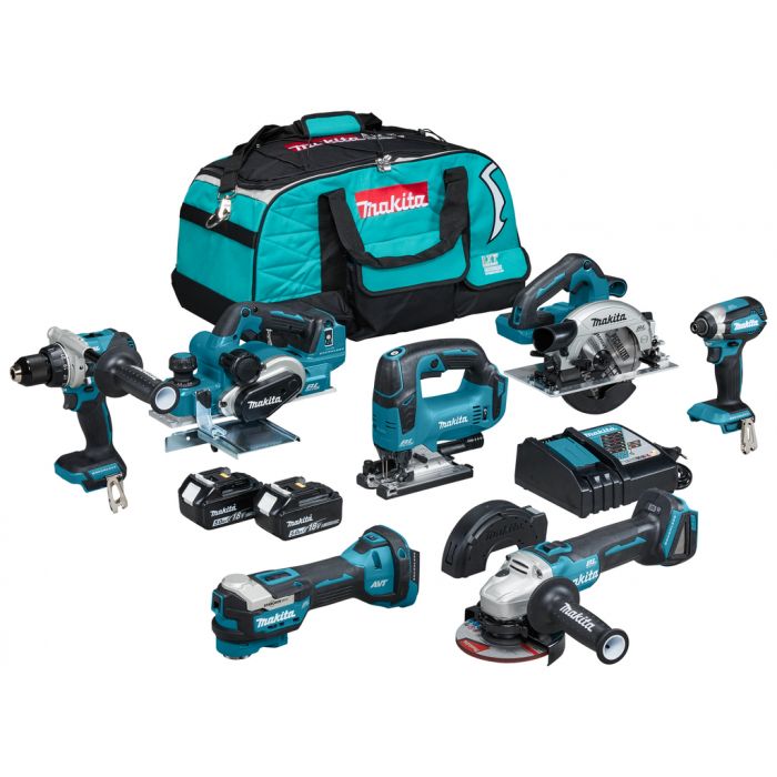 Makita DLX7019TX1 18 V Combiset voor (slag)schroeven, boren, slijpen, schaven en zagen en met multitool | Mtools met grote korting