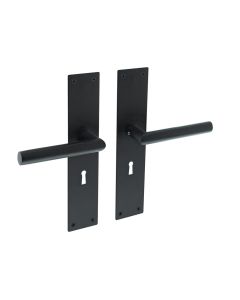 INTERSTEEL Deurkruk Jura recht Hoek 90° met schild 250x55x2mm sleutelgat 56mm zwart