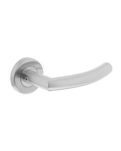 INTERSTEEL Deurkruk Half rond/hoek 90° basic op rond geveerde rozet ø53x9mm rvs geborsteld