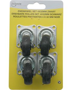 007796 Zwenkwiel set 32 mm zwart 4 dlg