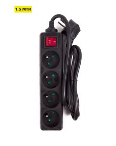 008555 Stekkerdoos A-pin 4-voudig + schakelaar 1.5 mtr zwart