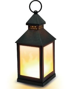 014260 LED lantaarn met flame effect 10,5 x 10,5 x 24 cm