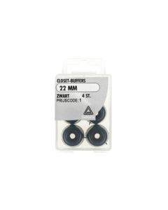 015048 Deltafix Closetbuffer zwart 22 mm 4 st