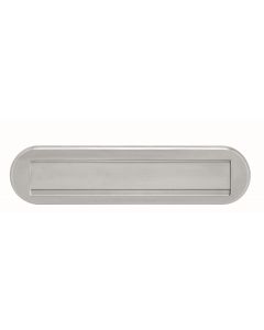 INTERSTEEL Briefplaat ovaal met klep/regenrand naar buitendraaiend RVS