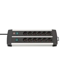 Brennenstuhl Premium-Alu-Line Techniek stekkerdoos 12-voudig Duo zwart 3m H05VV-F 3G1,5 de stopcontacten zijn sch