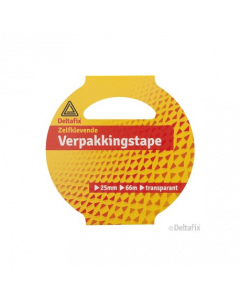 VERPAKKINGSTAPE MET LABEL TRANSP 66 M 25 MM