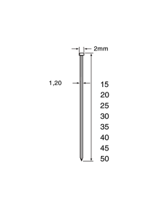 Brads RVS 20mm, SKN12, 18GA / 1.0*1.25mm