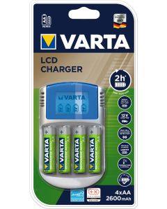Varta LCD Charger incl. 4 x AA 2600mAh + 12V adapter + USB cable