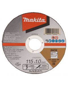Makita E-03034-12 Doorslijpschijf 115x22,23x1,0mm RVS