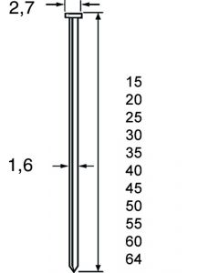 Brads RVS 20mm, SKN16, 16GA / 1.6*2.70mm