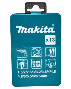 Makita D-54019 Metaalborenset 13-delig 1,5-6,5mm
