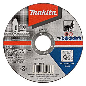 Makita B-14102 Doorslijpschijf 115x22,23x1,6mm staal