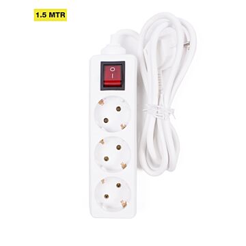 005136 Stekkerdoos 3-voudig + RA + schakelaar 1.5 mtr