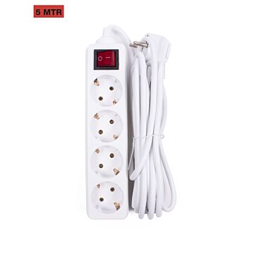 005142 Stekkerdoos 4-voudig + RA + schakelaar 5.0 mtr