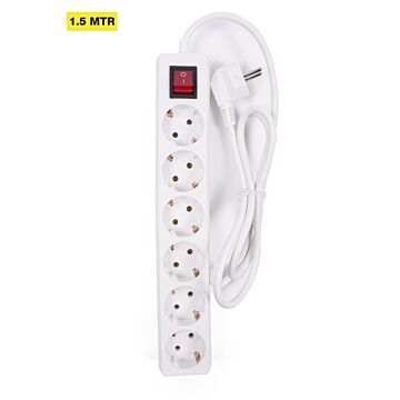 005143 Stekkerdoos 6-voudig + RA + schakelaar 1.5 mtr