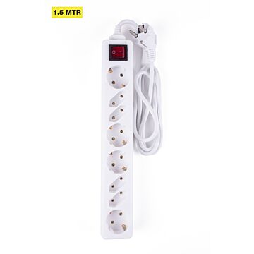 005147 Stekkerdoos 8-voudig + RA + schakelaar 1.5 mtr