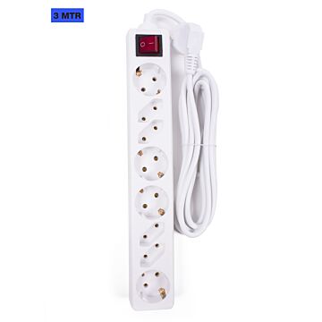 005148 Stekkerdoos 8-voudig + RA + schakelaar 3.0 mtr