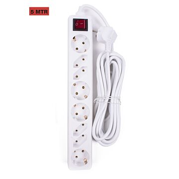 005149 Stekkerdoos 8-voudig + RA + schakelaar 5.0 mtr