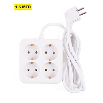 006705 Stekkerdoos 4-voudig + RA + 1.5 mtr vierkant