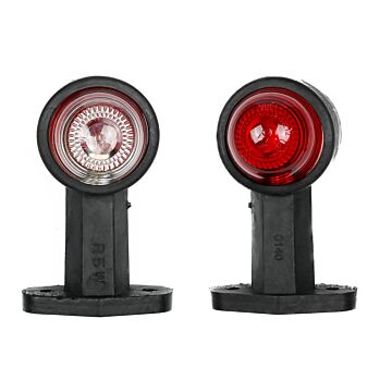 007514 Breedtelamp rubber op steel 125 mm rood/wit e keur 12V