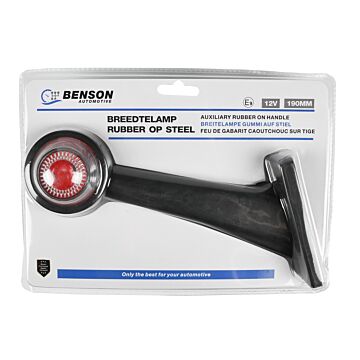 007515 Breedtelamp rubber op steel 45° 190 mm rood/wit e keur