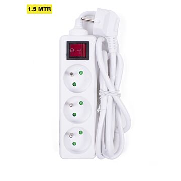 008549 Stekkerdoos A-pin 3-voudig + schakelaar 1.5 mtr wit