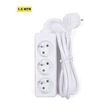 008551 Stekkerdoos A-pin 3-voudig + 1.5 mtr wit