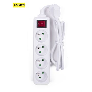 008554 Stekkerdoos A-pin 4-voudig + schakelaar 1.5 mtr wit