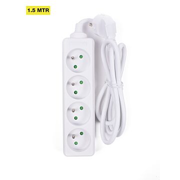 008556 Stekkerdoos A-pin 4-voudig + 1.5 mtr wit