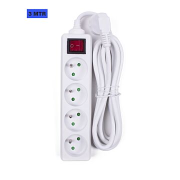 008558 Stekkerdoos A-pin 4-voudig + schakelaar 3.0 mtr wit