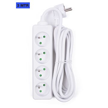 008560 Stekkerdoos A-pin 4-voudig + 3.0 mtr wit