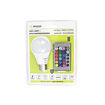 010653 Led Lamp E27 3 Led 4W Multicolor + Afstandsbed.