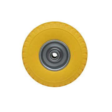 011089 Wiel + band klein 3.00-4" PU geel stalen velg