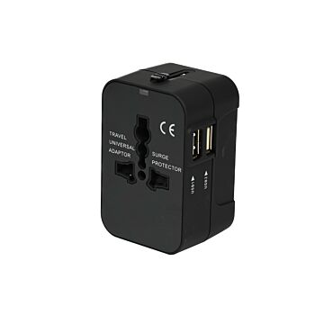 012434 Reisadapter internationaal met 2 USB poorten
