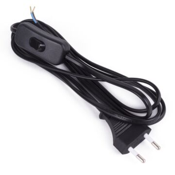 012938 Stroomsnoer + stekker + schakelaar 2 mtr zwart