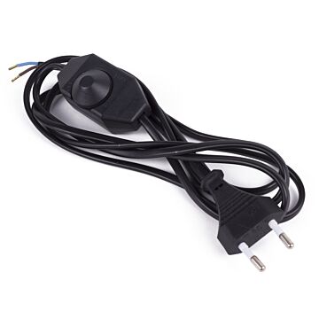 012942 Stroomsnoer + stekker + vloerdimmer 2 mtr zwart