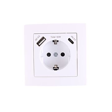 013430 Stopcontact RA inbouw met USB-A/C wit