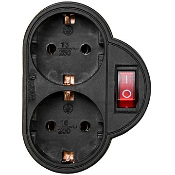 013649 Stopcontact duo RA + schakelaar zwart