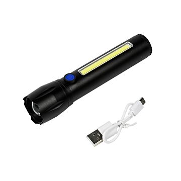 013812 Zaklamp tactical LED + COB oplaadbaar 141 mm