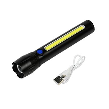 013813 Zaklamp tactical LED + COB oplaadbaar 166 mm