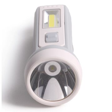 013816 Zaklamp 1W LED + 1W COB oplaadbaar grijs